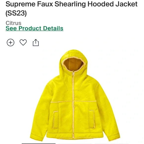 SUPREME Faux Shearling Jacket Citrus